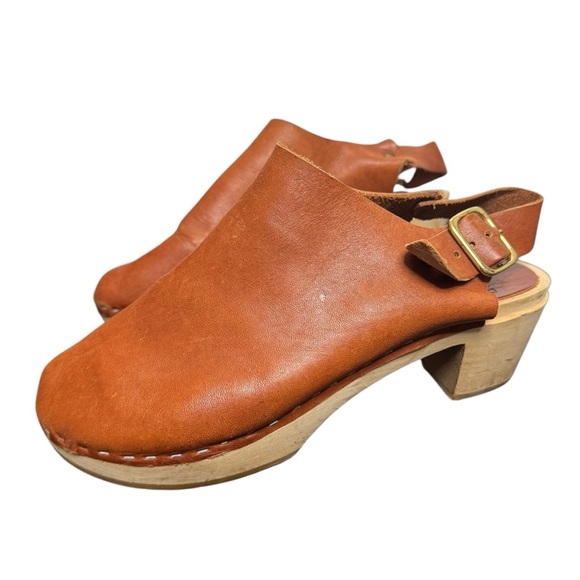 BRYR Daphne Block Heel Clog Brown Leather in “Whiskey” Size 37/7 - Picture 5 of 13
